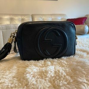Gucci Soho Disco Crossbody Bag Black Pebbled Leather with Customized Insert
